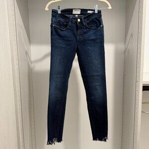 Frame Le Skinny De Jeanne Chewed Fray Hem Jeans Ankle Crop